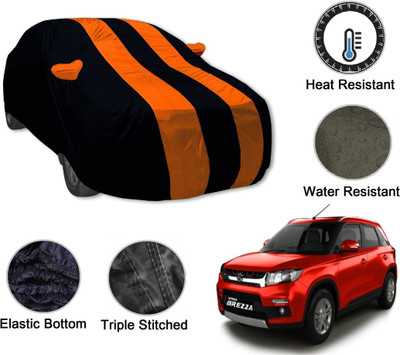 Amanzo Car Cover For Maruti Suzuki Vitara Brezza (With Mirror Pockets)(Black, Orange)