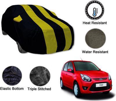 Auto Hub Car Cover For Ford Figo (With Mirror Pockets)(Black, Yellow)