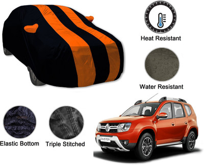 Amanzo Car Cover For Renault Duster (With Mirror Pockets)(Black, Orange)