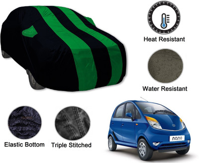 Auto Hub Car Cover For Tata Nano (With Mirror Pockets)(Black, Green)