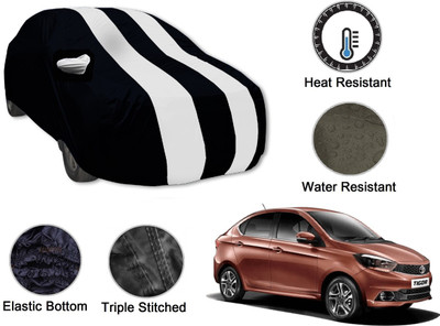 Auto Hub Car Cover For Tata Tigor (With Mirror Pockets)(Black, White)