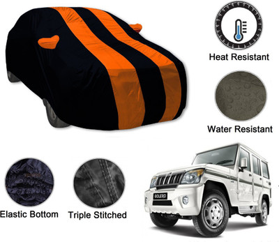 Auto Hub Car Cover For Mahindra Bolero (With Mirror Pockets)(Black, Orange)
