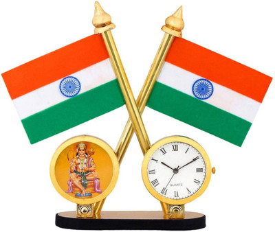 Voyo Voyo® Indian Flag with Quartz Watch and Hindu God Idol Frame for Car Dashboard, Housing and Official Purpose - Brass Coated Pipes Double Sided Wind Car Dashboard Flag(Rayon) Voyo Voyo® Indian Flag with Quartz Watch and Hindu God Idol Frame for Car Dashboard, Housing and Official Purpose - Brass Coated Pipes Double Sided Wind Car Dashboard Flag(Rayon)