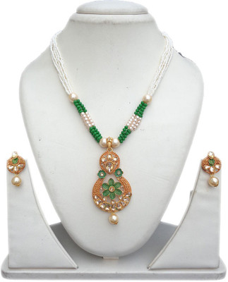 Trendeela.com Alloy Enamel, Gold-plated Gold, White, Green Jewellery Set(Pack of 1)