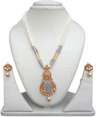 Trendeela.com Alloy Enamel, Gold-plated Gold, White, Grey Jewellery Set(Pack of 1)