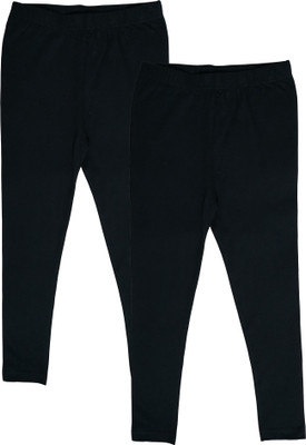 KiddoPanti Legging For Girls(Black Pack of 2)