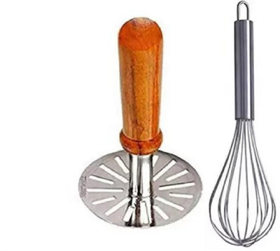sbaprime Masher Combo Set of 2 pcs Stainless Steel Vegetable Masher & Egg Whisker Kitchen Tool Set(Masher, Whisk)