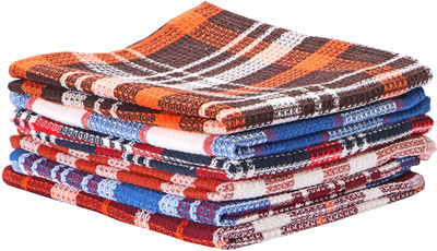 Silver Linens Checkered Kitchen Use & Cleaning Cloth_001 Multicolor Cloth Napkins(6 Sheets)