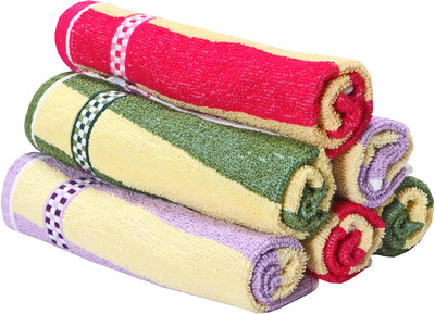 Silver Linens Kitchen Dinner Table and Face Wash_015 Multicolor Cloth Napkins(6 Sheets)
