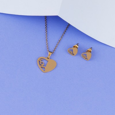 SILVER SHINE Silver Shine Gold Plated Delicate Pandent Set Heart Shape Designer For Women Girls Gold-plated Plated Alloy Necklace Set