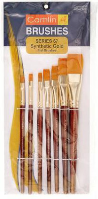 Camlin Series 67 flat 7 brushes pack(Brown)