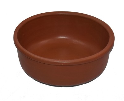CPV CRAFTS Handmade Clay Mud Kadhai/Handi for fish curry Cooking Pot Size- 2 Ltrs Pot 20 cm diameter 2 L capacity(Earthenware, Induction Bottom)