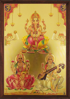 SAI BALAJI ACRALICS Lakshmi ganesha and saraswati Religious Frame