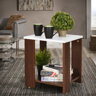4Homez Meydan Engineered Wood Bedside Table(Finish Color - Brown, White)