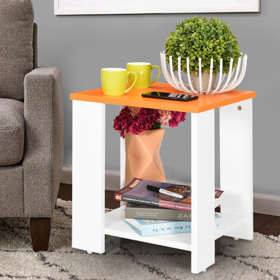 4Homez Meydan Engineered Wood Bedside Table(Finish Color - White, Orange)