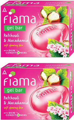 FIAMA Gel Bar Patchouli And Macadamia Soft Glowing Skin 125g Pack Of 2(2 x 125 g)