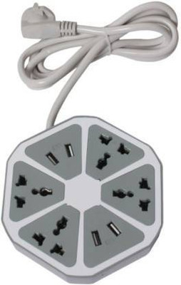 lvpl US , UK AU Sockets Multi-purpose Charging Station USB Charger Power Multi Spike International 6 Socket Surge Protector 4  Socket Extension Boards(Multicolor, 2 m, With USB Port)
