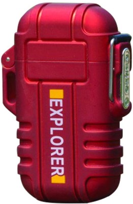 Explorer ™ Red Lighter Outdoor Waterproof Dual Arc Lighter Rechargeable Zippo Style Windproof Plasma Arc Electronic Electric Lighter Red-IP68 Cigarette Lighter(Red)