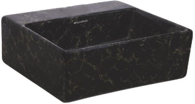 BM BELMONTE Ceramic Designer / Rectangle / Color Table Top / Over Counter / Wall Mount Wash Basin for Bathroom Minova-06 Counter Top(Black)
