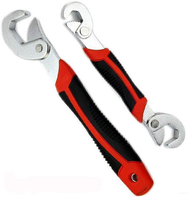 KYP Fashion Instant solution Multifunction Stainless Steel Auto Adjustable Universal Combination Wrench Set Spanner Hand Tools Double Sided Snap and Grip Black Red (Set of 2) Snap and grip tool Double Sided Speed Wrench(Pack of 2)