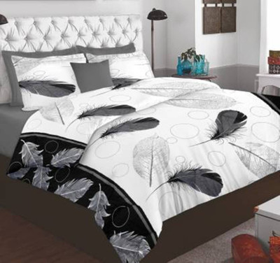 LOXICA FAB 150 TC Polycotton Double Printed Flat Bedsheet(Pack of 1, White)