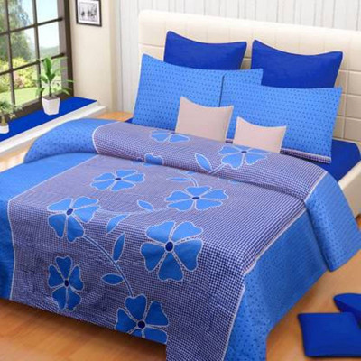 kavya ent 150 TC Polyester Double Printed Flat Bedsheet(Pack of 1, Blue)
