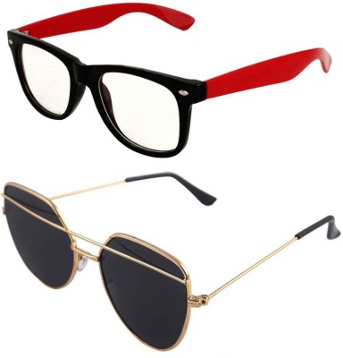 Daller Retro Square, Wayfarer Sunglasses(For Men & Women, Black, Clear)