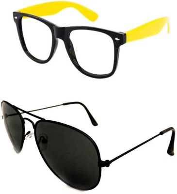 Ruhi Aviator Sunglasses(For Men, Black, Clear)