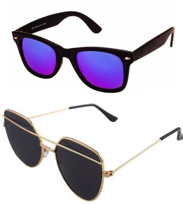 SmartGlass Retro Square, Wayfarer Sunglasses(For Men, Black, Blue)