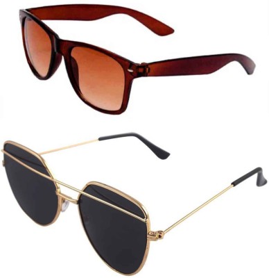 Daller Retro Square, Wayfarer Sunglasses(For Men & Women, Black, Brown)