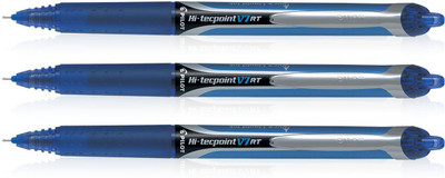 PILOT Hi-Tecpoint V7 RT Roller Ball Pen(Pack of 3, Ink Color - Blue)