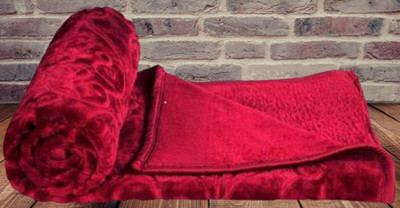 Swikon star Solid Double AC Blanket for  Mild Winter(Woollen Blend, Maroon)