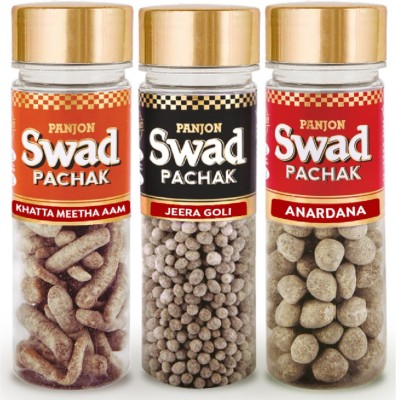SWAD Anardana Goli, Jeera Goli, Khatta Meetha Aam Papad Mouth Freshener, 3 bottles, 400g Sour Candy(3 x 133.33 g)