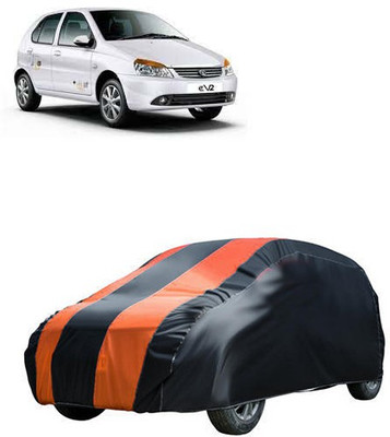 QualityBeast Car Cover For Tata Indica eV2 (Without Mirror Pockets)(Orange, Black)