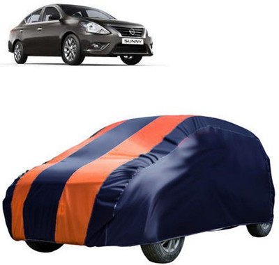 QualityBeast Car Cover For Nissan Sunny (Without Mirror Pockets)(Blue, Orange)