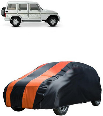 MotohunK Car Cover For Mahindra Bolero (Without Mirror Pockets)(Orange, Black)