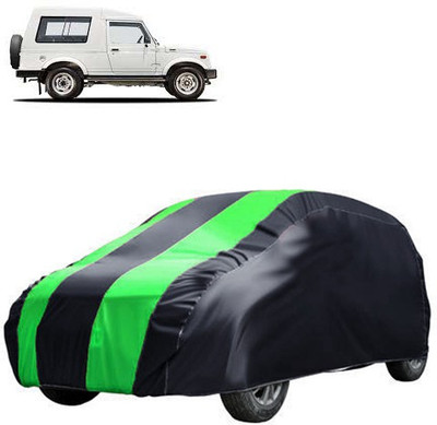 QualityBeast Car Cover For Maruti Suzuki Gypsy King (Without Mirror Pockets)(Green, Black)
