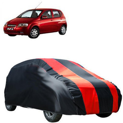 MotohunK Car Cover For Chevrolet Aveo Uva (Without Mirror Pockets)(Maroon, Black)