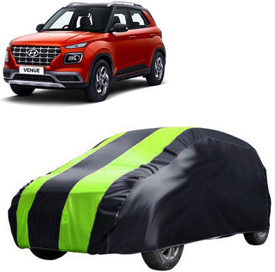 MotohunK Car Cover For Hyundai Venue (Without Mirror Pockets)(Green, Black)