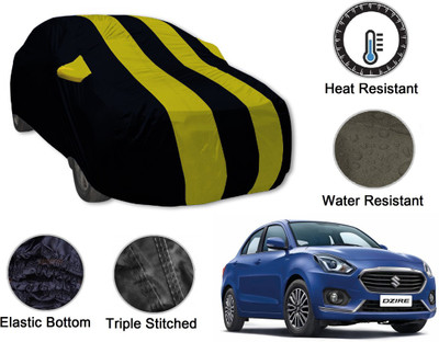 Amanzo Car Cover For Maruti Suzuki Swift Dzire (With Mirror Pockets)(Black, Yellow)