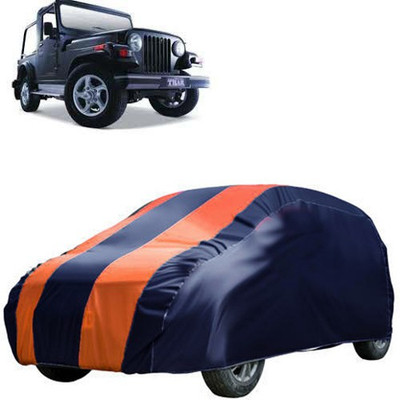QualityBeast Car Cover For Mahindra Thar (Without Mirror Pockets)(Blue, Orange)
