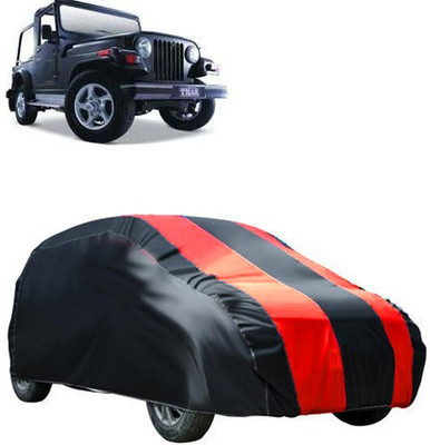 MotohunK Car Cover For Mahindra Thar (Without Mirror Pockets)(Maroon, Black)