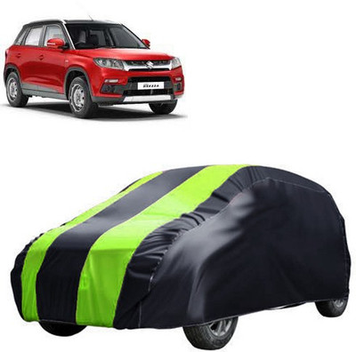 QualityBeast Car Cover For Maruti Suzuki Vitara Brezza (Without Mirror Pockets)(Black, Green)