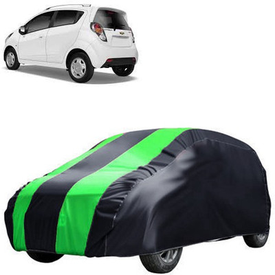 QualityBeast Car Cover For Chevrolet Beat (Without Mirror Pockets)(Green, Black)