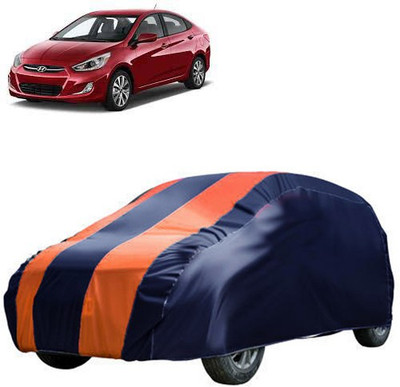 QualityBeast Car Cover For Hyundai Accent (Without Mirror Pockets)(Blue, Orange)