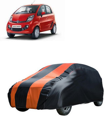 MotohunK Car Cover For Tata Nano Genx (Without Mirror Pockets)(Orange, Black)