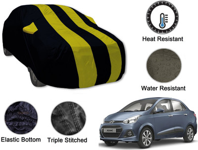 Auto Hub Car Cover For Hyundai Xcent (With Mirror Pockets)(Black, Yellow)