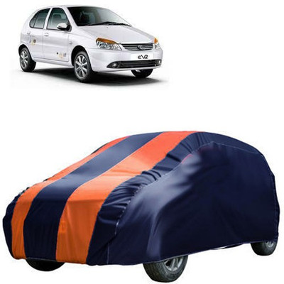 QualityBeast Car Cover For Tata Indica eV2 (Without Mirror Pockets)(Blue, Orange)