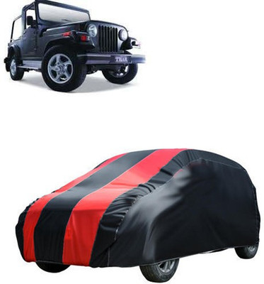 QualityBeast Car Cover For Mahindra Thar (Without Mirror Pockets)(Red, Black)