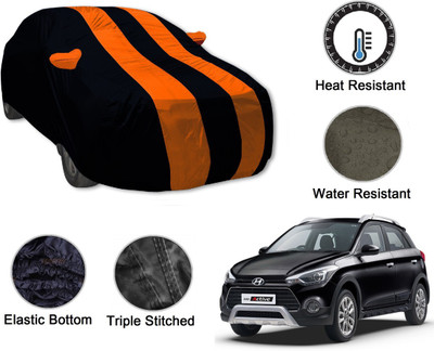 Amanzo Car Cover For Hyundai Elite i20 (With Mirror Pockets)(Black, Orange)